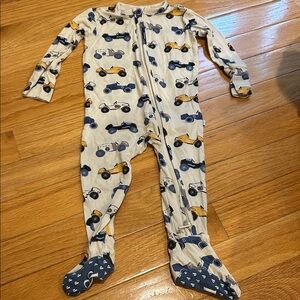 Posh Peanut Cream Pajamas with Blue and Black Car Print